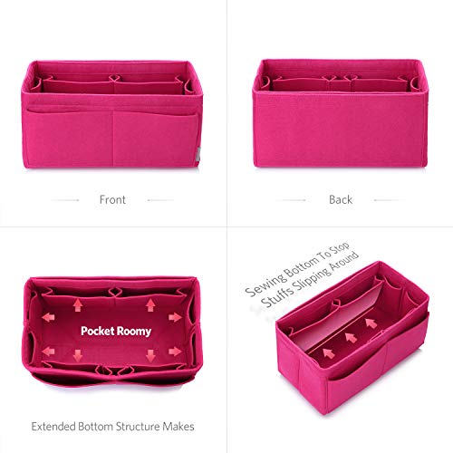 ZTUJO Felt Purse Organizer, Multi Pocket Bag in Bag Organizer For Tote & Handbag Shaper, Speedy 30 & 40 (Large, Rose) - Image 3