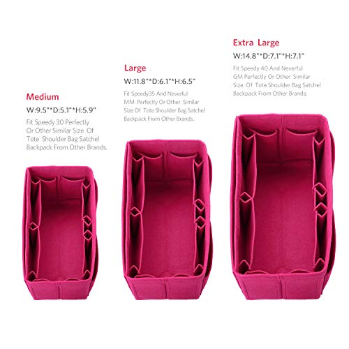 ZTUJO Felt Purse Organizer, Multi Pocket Bag in Bag Organizer For Tote & Handbag Shaper, Speedy 30 & 40 (Large, Rose) - Image 2