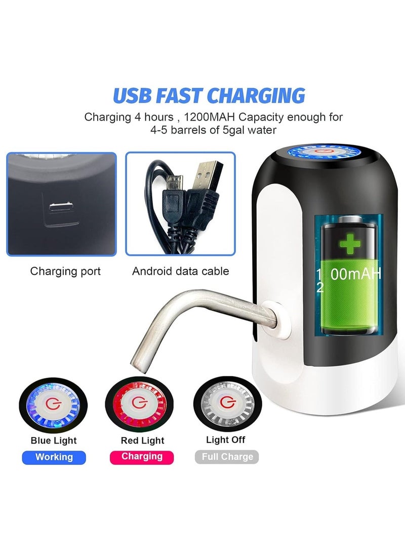 UREVO 5-Gallon Water Bottle Pump, USB Charging Portable Electric Water Pump for 2-5 Gallon Jugs - White - Image 5