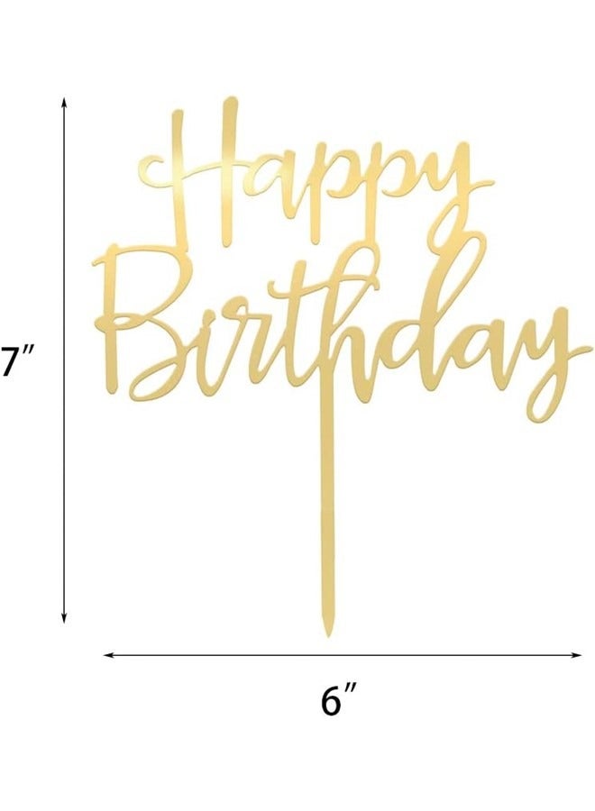 We Happy Happy Birthday Cake Topper Mirrored Gold Acrylic Photo Booth Prop - Image 2