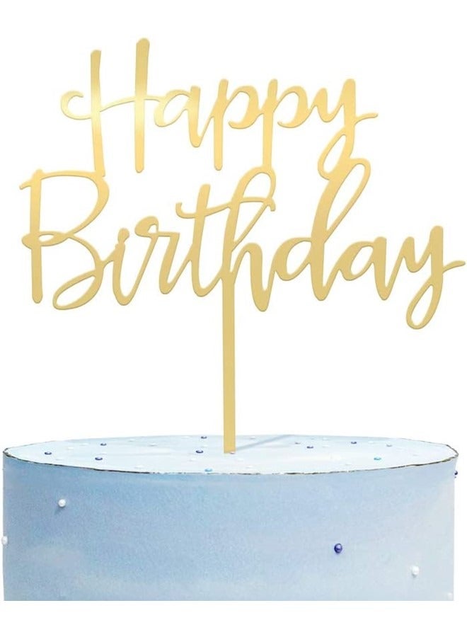 We Happy Happy Birthday Cake Topper Mirrored Gold Acrylic Photo Booth Prop - Image 1