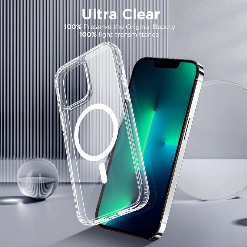 CACOE Magnetic Case for iPhone 13 Pro Max 6.7 inch-Compatible with MagSafe & Magnetic Car Phone Mount,Not Yellowing Anti-Scratch (Clear) - Image 5