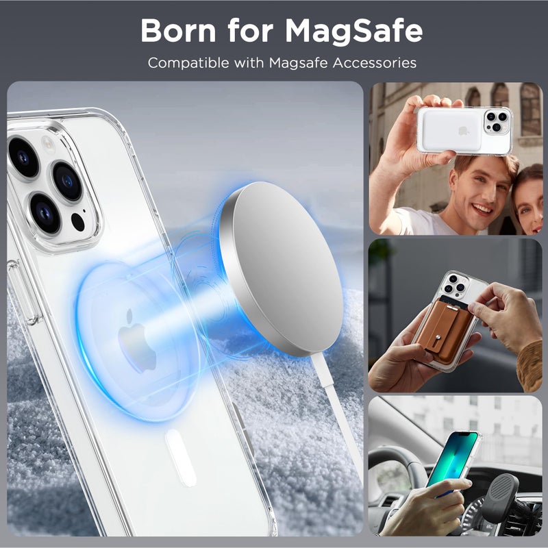 CACOE Magnetic Case for iPhone 13 Pro Max 6.7 inch-Compatible with MagSafe & Magnetic Car Phone Mount,Not Yellowing Anti-Scratch (Clear) - Image 4
