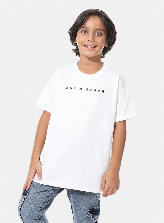 Andora Short Sleeves Printed Boys Oversized T-Shirt_Off White - Image 1