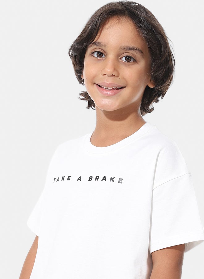 Andora Short Sleeves Printed Boys Oversized T-Shirt_Off White - Image 3