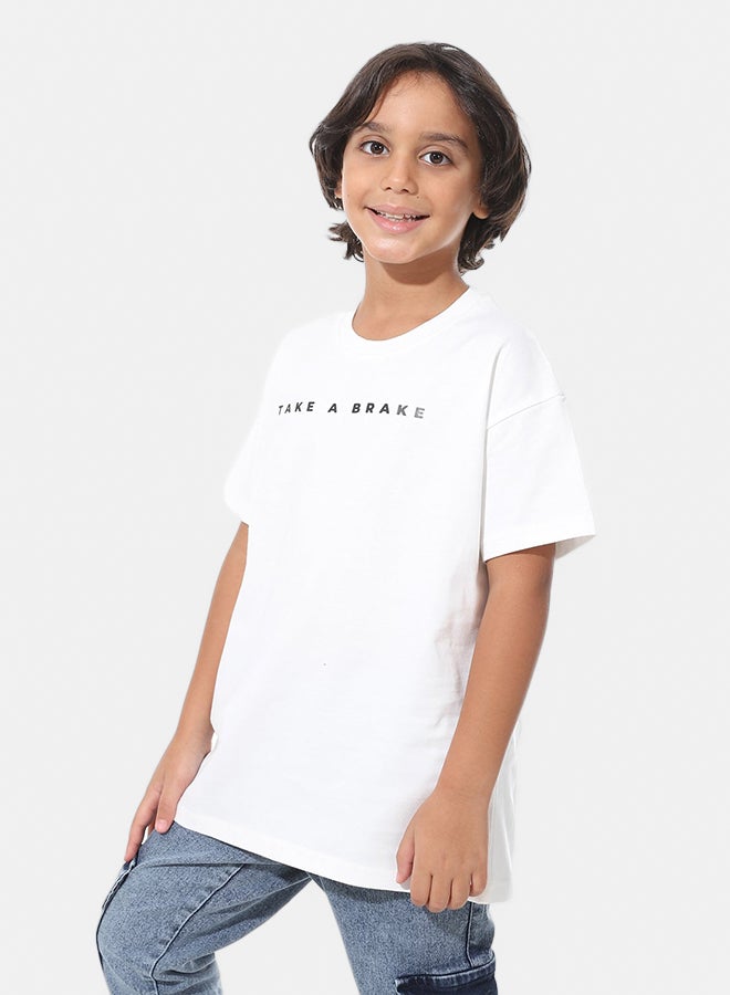 Andora Short Sleeves Printed Boys Oversized T-Shirt_Off White - Image 2