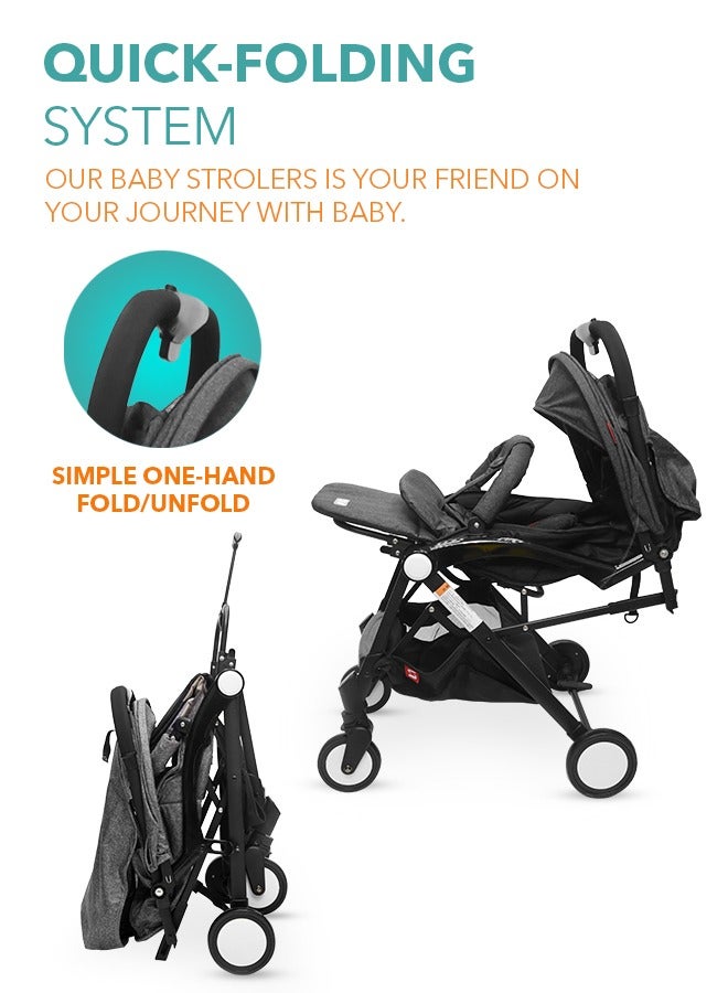 turtees Baby Stroller Portable Single Stroller Sit And Lie Down Newborn Baby Stroller Shock-absorbing Foldable Pram - Image 4