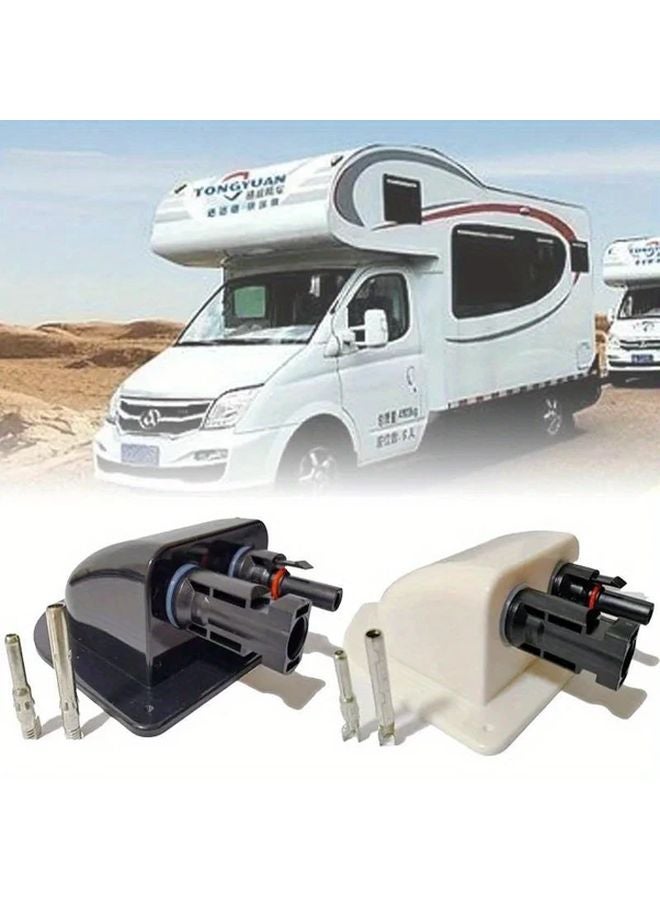 Black Solar Panel Junction Box with Double Hole PV Connector for RV Caravan Yacht Boat - Image 2