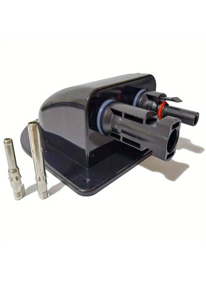 Black Solar Panel Junction Box with Double Hole PV Connector for RV Caravan Yacht Boat - Image 1