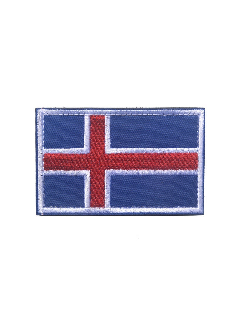 Nordic Countries Embroidered Patches V90442-1 Iceland White Edge