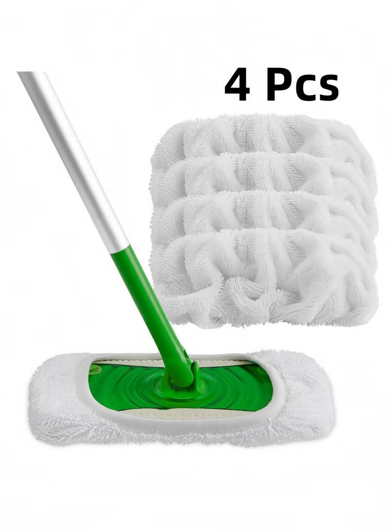 Reusable Washable Mop Pads Compatible with Swiffer Sweeper – Eco-Friendly Microfiber & Cotton Mop Refills for Wet & Dry Cleaning, Durable Dust Mop Covers for Household Floors, Pack of 4 (Mop Not Included, White)  - Image 1