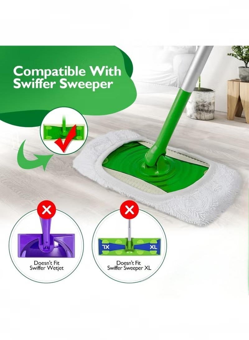 Reusable Washable Mop Pads Compatible with Swiffer Sweeper – Eco-Friendly Microfiber & Cotton Mop Refills for Wet & Dry Cleaning, Durable Dust Mop Covers for Household Floors, Pack of 4 (Mop Not Included, White)  - Image 2