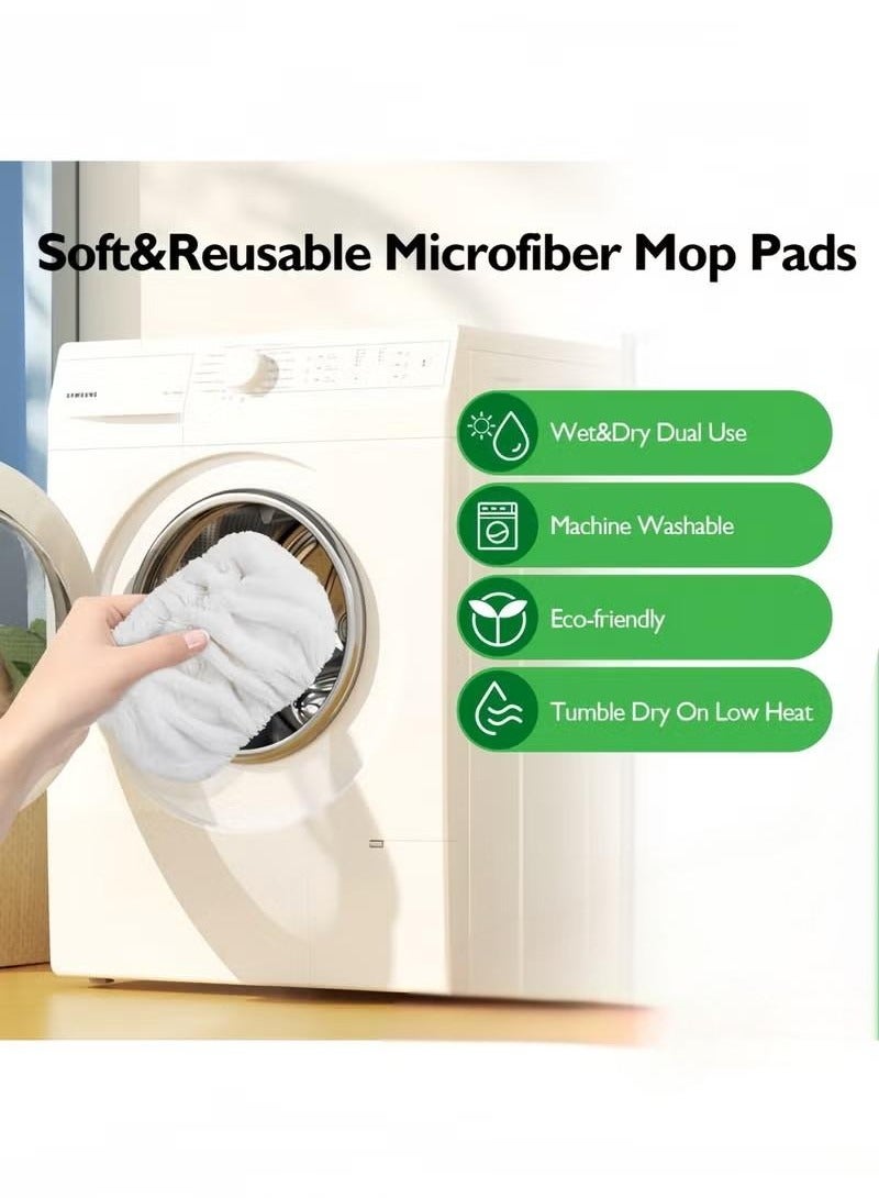Reusable Washable Mop Pads Compatible with Swiffer Sweeper – Eco-Friendly Microfiber & Cotton Mop Refills for Wet & Dry Cleaning, Durable Dust Mop Covers for Household Floors, Pack of 4 (Mop Not Included, White)  - Image 4