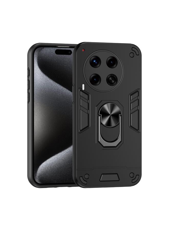 جراب هاتف مقاوم للصدمات مزود بحلقة معدنية لهاتف Tecno Camon 30 Premier (أسود)