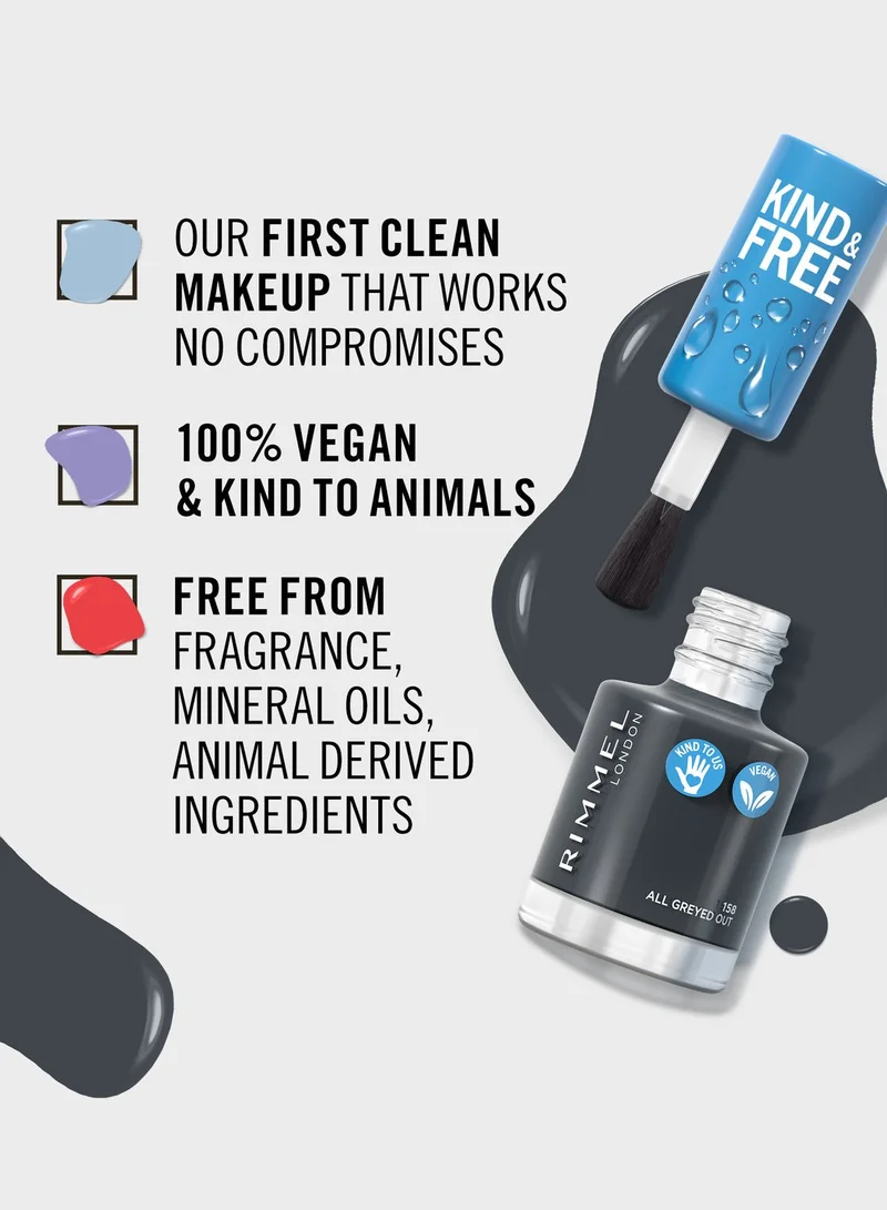 RIMMEL LONDON Rimmel Kind & Free Clean Nail Polish – 158 – All Greyed Out, 8ml
