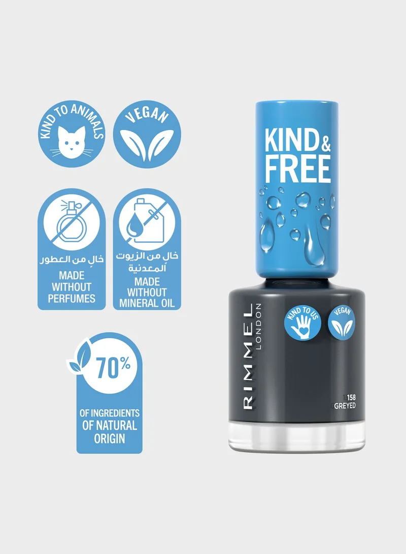 RIMMEL LONDON Rimmel Kind & Free Clean Nail Polish – 158 – All Greyed Out, 8ml