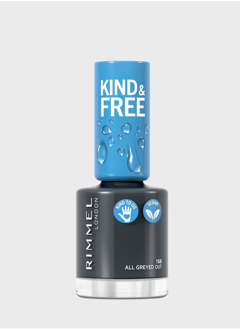 RIMMEL LONDON Rimmel Kind & Free Clean Nail Polish – 158 – All Greyed Out, 8ml