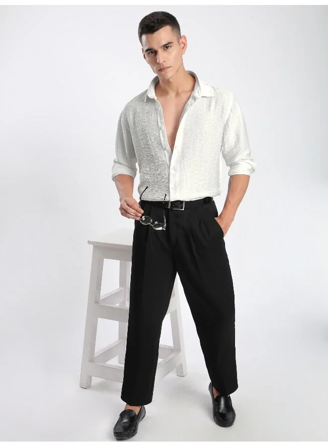 بيونغ قميص أبيض مجعد