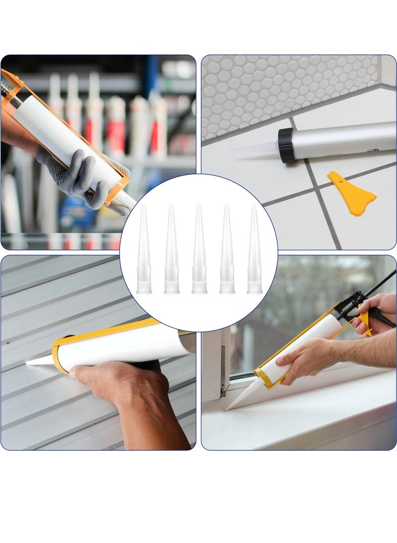 30Pcs Plastic Caulking Tips Caulking Gun Nozzle Extender Replacement Tips for Caulk Tube Reduce Glue Waste Applicator Replacement Extension Tool Wide Application Easy Application White