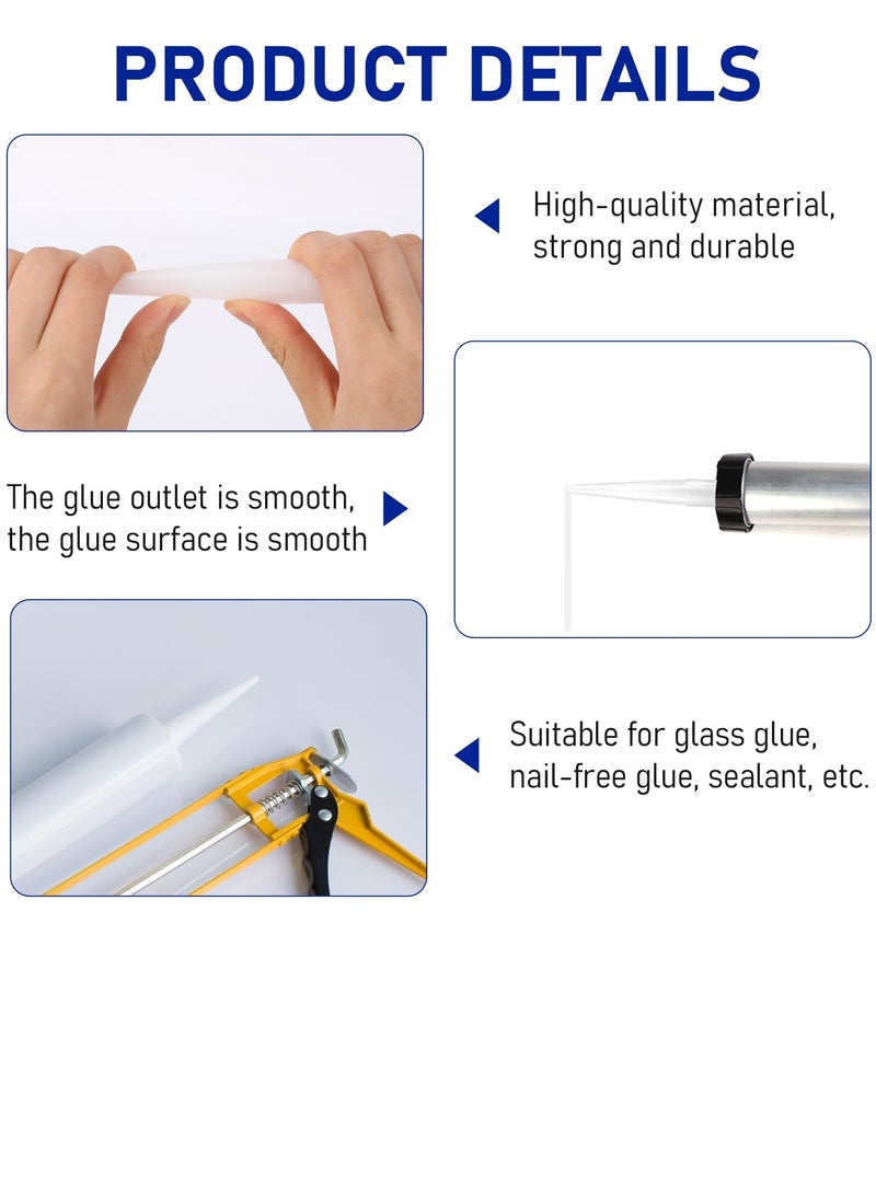 30Pcs Plastic Caulking Tips Caulking Gun Nozzle Extender Replacement Tips for Caulk Tube Reduce Glue Waste Applicator Replacement Extension Tool Wide Application Easy Application White