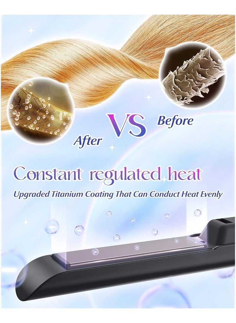 general Cordless hair straightener, 5000mAh rechargeable hair straightener, 8 levels of adjustable fast heating floating plates, portable hair straightener and curling iron 2 in 1 for all hair types - Image 3