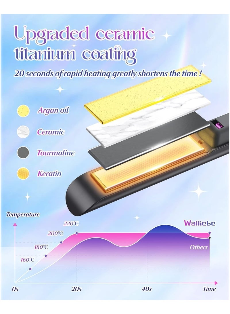 general Cordless hair straightener, 5000mAh rechargeable hair straightener, 8 levels of adjustable fast heating floating plates, portable hair straightener and curling iron 2 in 1 for all hair types - Image 2