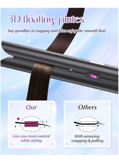 General Cordless hair straightener, 5000mAh rechargeable hair straightener, 8 levels of adjustable fast heating floating plates, portable hair straightener and curling iron 2 in 1 for all hair types  - Image 4