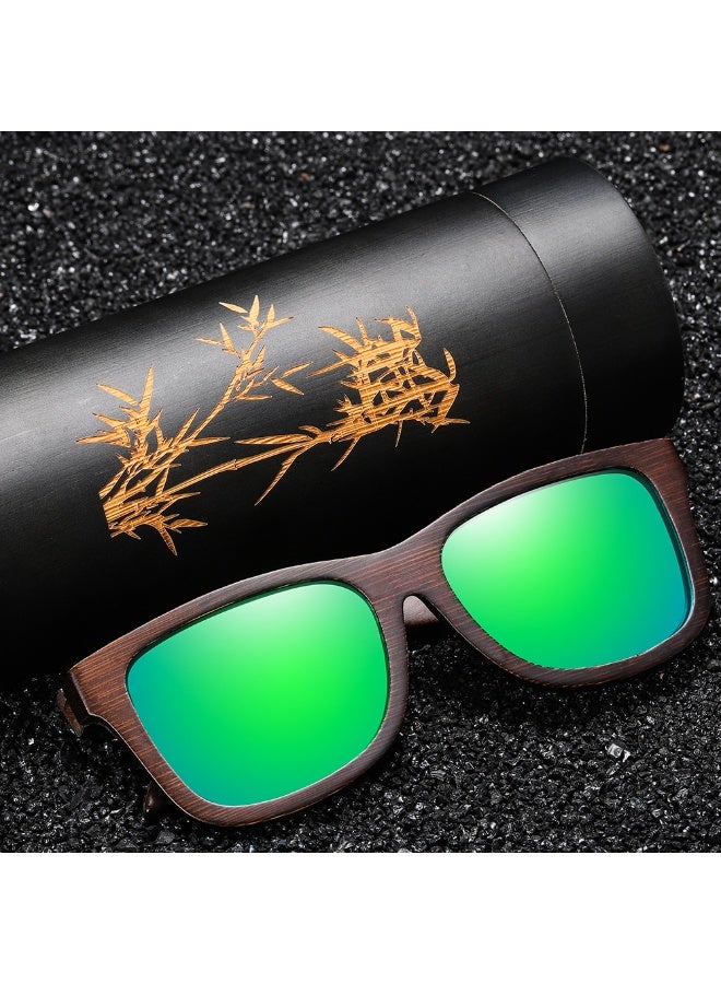 Wood Bamboo Polarized Sunglasses for Men Women, UV400 Protection with Patterned Temples & Spring Hinge - Image 3