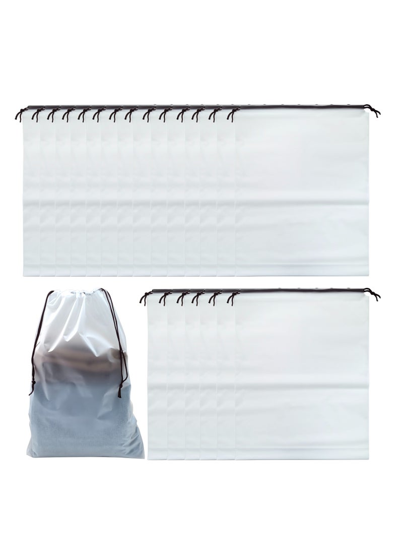 Travel Shoe Bag Laundry Storage Organizer Bags with Drawstring, White, Set of 20  - Image 1