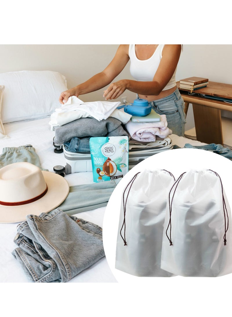 Travel Shoe Bag Laundry Storage Organizer Bags with Drawstring, White, Set of 20  - Image 4