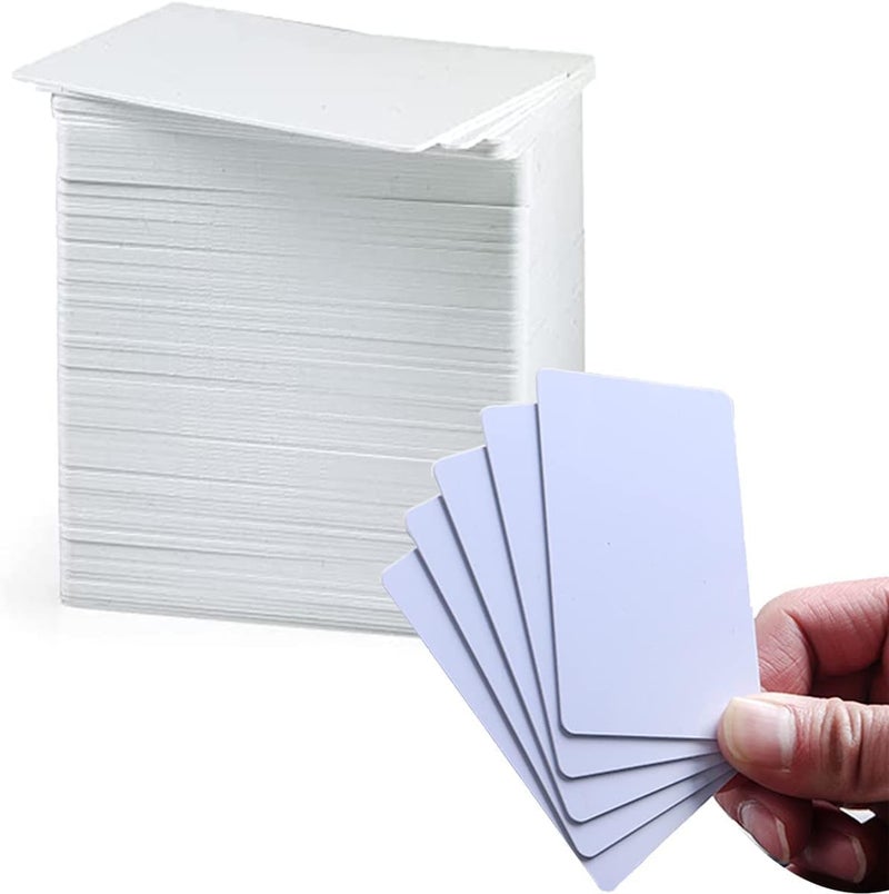 AYSUM 100PCS Blank White PVC Cards – CR80, 30mil (0.76mm) Compatible with ID & Business Card Printers - Image 1