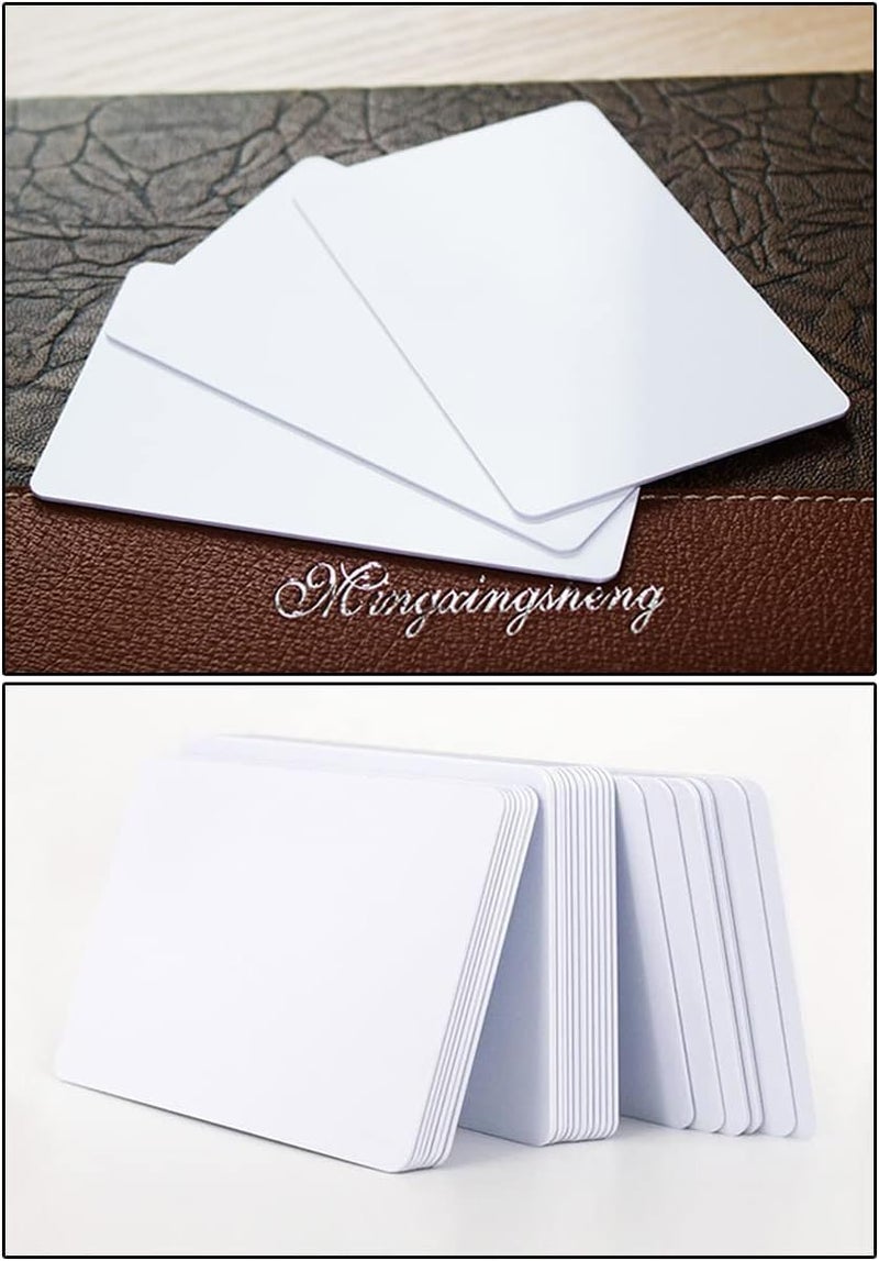 AYSUM 100PCS Blank White PVC Cards – CR80, 30mil (0.76mm) Compatible with ID & Business Card Printers - Image 3