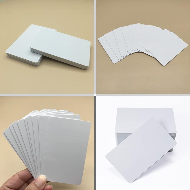 AYSUM 100PCS Blank White PVC Cards – CR80, 30mil (0.76mm) Compatible with ID & Business Card Printers - Image 4
