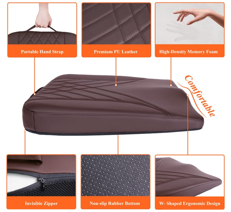 kingphenix Premium Car Seat Cushion, Memory Foam Driver Seat Cushion to Improve Driving View- Coccyx & Lower Back Pain Relief- Seat Cushion for Car, Truck, Office Chair (Brown) - Image 5