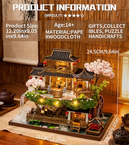 Spilay DIY Miniature House Kit Fairyland Miniature Dollhouse Kit with Music Box Mini House Building Kit Book Nook for Adult Creative Bookshelf Decoration Unique Gift - Image 5
