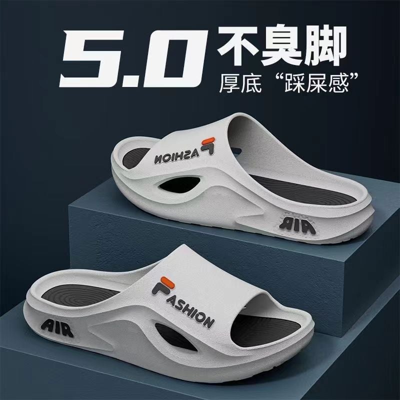 Sports Slippers Summer Mens 2025 Outer Wear Fashion Home Fashion Thick Bottom Mens Home Bathing Sandals Wholesale Black and white 