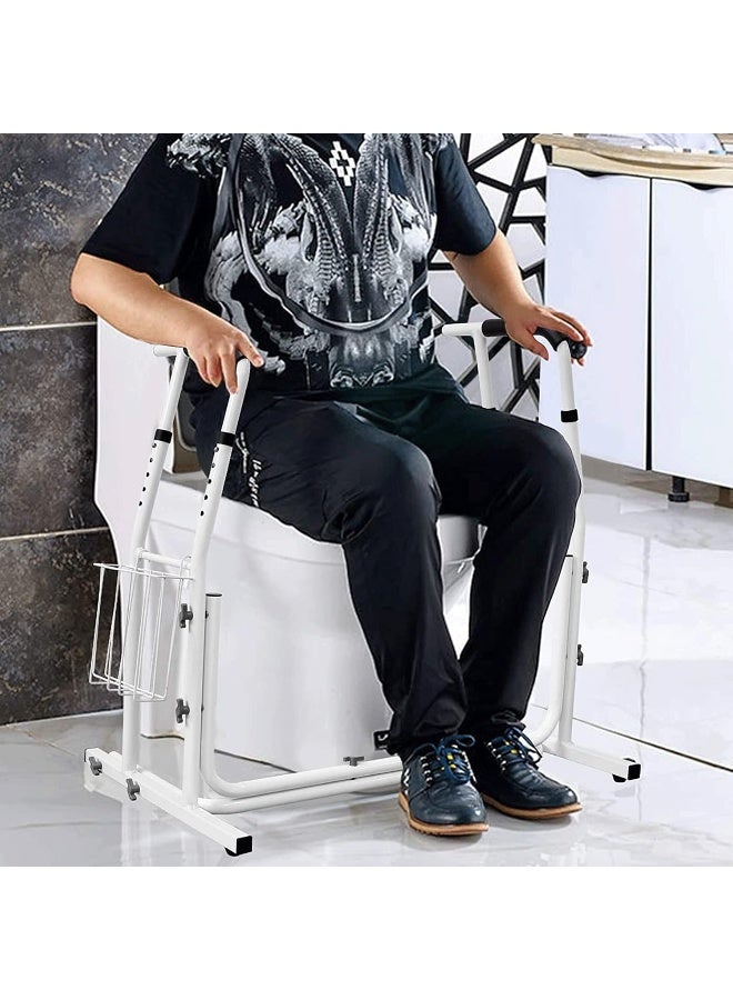 Stand Alone Toilet Safety Rail With Magazine Rack, Adjustable Toilet Surround Frame Bathroom Safety Assist Frame For Elderly Senior Handicap & Disabled  - Image 3