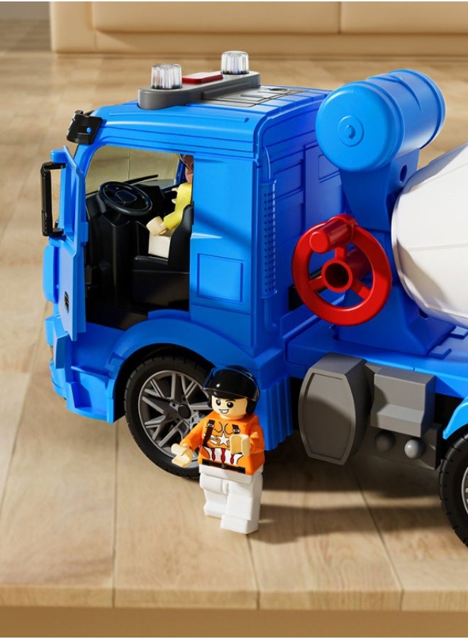 【Kids Inertia Engineering Truck】Cement Mixer Toy Large Sound & Light Simulation Model | ABS Safe Material For Ages 3+ | Inertia Glide + Manual Mixing Discharge | Fun Music + Cool Light Effects | Dual Opening Doors Design | Can Put Small Objects To Simulate Real Mixing | Develops Hands-On Skills & Engineering Cognition | Parent-Child Early Education Toy - Image 4