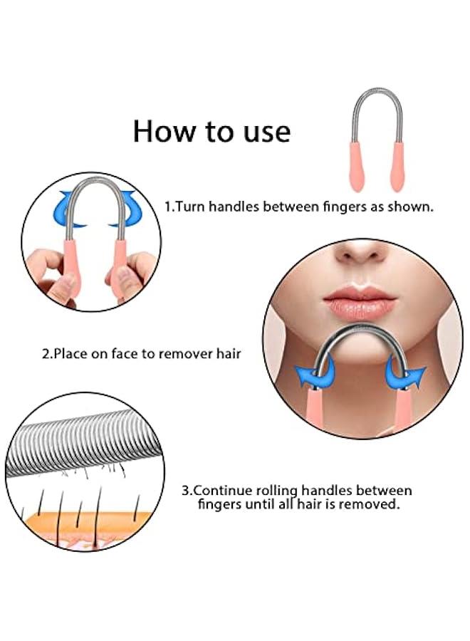 زنبرك مرن لإزالة الشعر، مقبض مريح، أداة إزالة شعر الوجه الاحترافية من الفولاذ المقاوم للصدأ للنساء لإزالة شعر الوجه للشفة العليا والذقن والخدين - Image 2