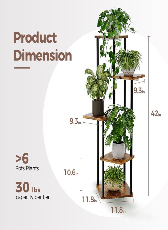Bamworld Tall Plant Stand with Grow Light Corner Plant Shelf for Indoor Plants 5 Tier Metal Wood Corner shelf with Lights for Living Room Bedroom Patio Garden Balcony Decor - Image 5