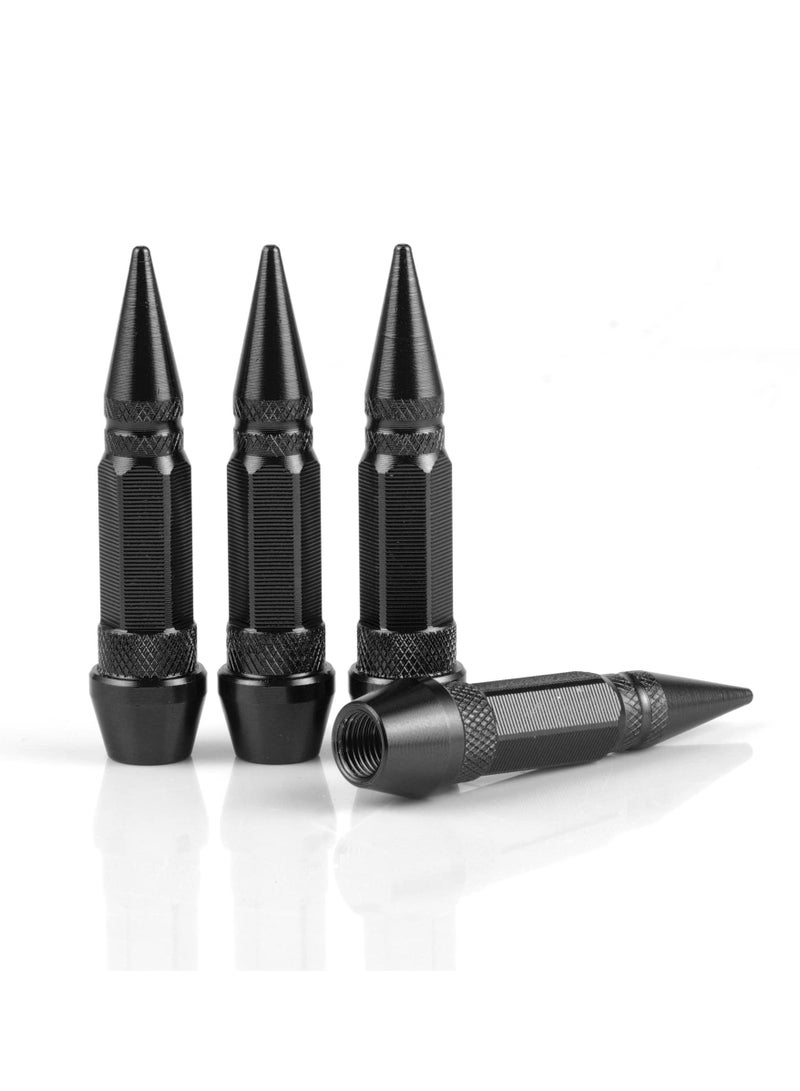 60mm Spiked Valve Caps, Aluminum Alloy Dustproof and Waterproof Tire Valve Stem Caps, Suitable for Cars, Trucks and Motorcycles, Made of High-quality Aluminum Alloy, Personalization (4PCS, Black) - Image 1