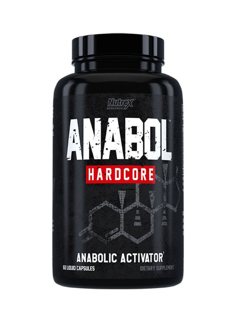 Anabol Hardcore Anabolic Activator منشئ العضلات ، وعامل تصلب 60 كبسولة سائلة