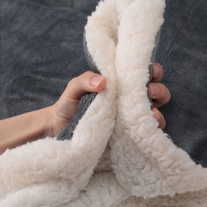 NANPIPER King Size Sherpa Blanket, Soft Fleece Throw for Bed, Reversible Thick Fuzzy Blanket for Winter (Grey, 90x108 inches) - Image 5