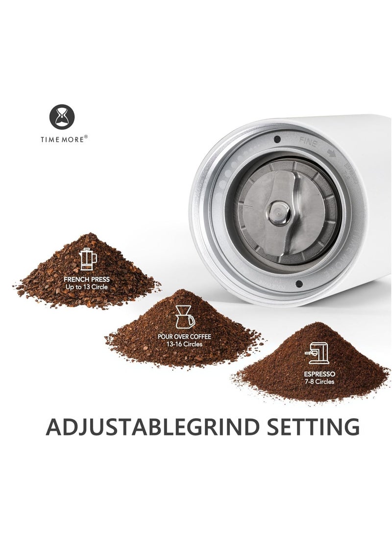 TIMEMORE C3S Manual Coffee Grinder with CNC Stainless Steel Conical Burr Capacity 25g, Internal Adjustable Setting, Double Bearing Positioning for Travel, Camping, Gift Chestnut (White) - Image 3