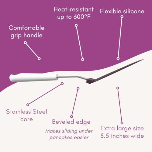 KPKitchen Wide Pancake Spatula Flipper - Heat Resistant Extra Large Silicone Turner for Non-Stick Cookware - Perfect for Crepes & Eggs - Ideal Baking Tool for Women Who Love to Bake - Image 4