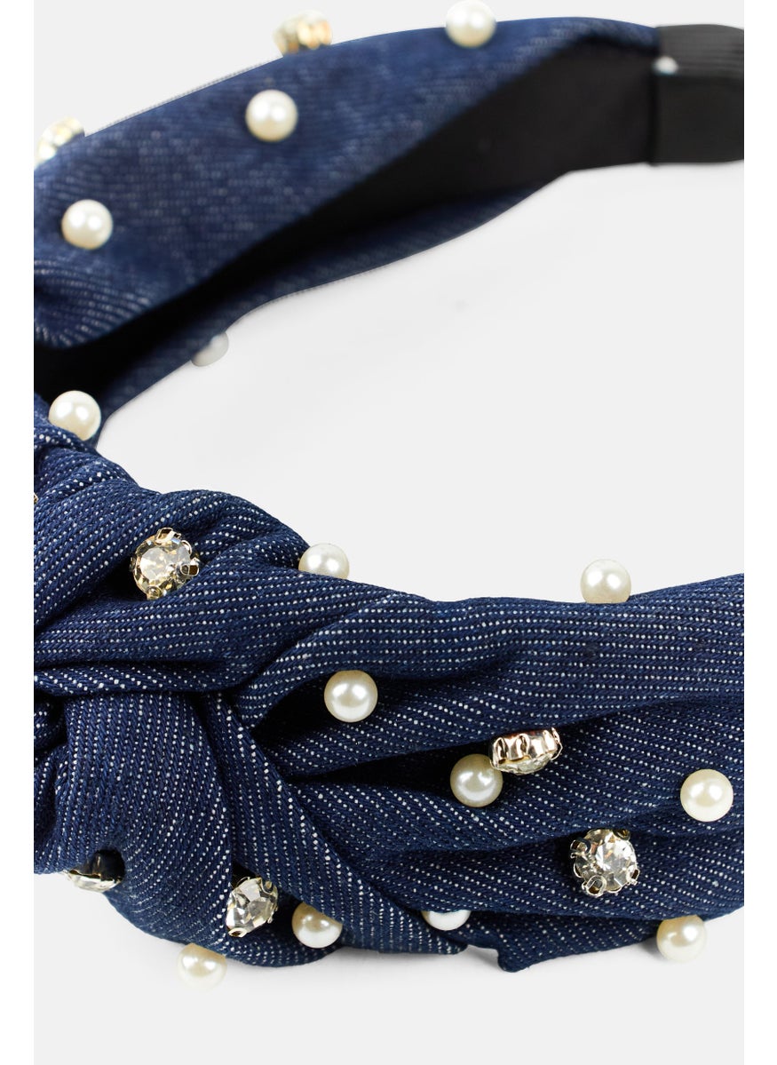 Orly Fashion Accessories Kids Girl Twisted Embellished Headband, Navy  - Image 3