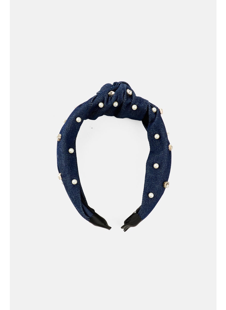 Orly Fashion Accessories Kids Girl Twisted Embellished Headband, Navy  - Image 1