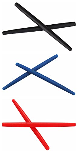 NicelyFit Replacement Temple Ear Socks for Oakley Glass Frame OX3024 OX3085 OX3144 OX5055 OX5113 OX5120 OX3133 (Pack of 3 Colors - Black, Blue, Red) - Image 1