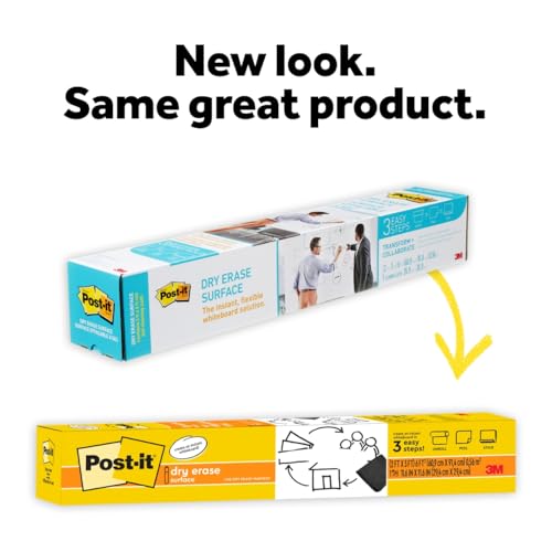 Post It Post-it Dry Erase Whiteboard Film Surface for Walls, Doors, Tables, Chalkboards, Whiteboards, and More, Removable, Stain-Proof, Easy Installation, 4 ft x 3 ft Roll (DEF4x3) - Image 4