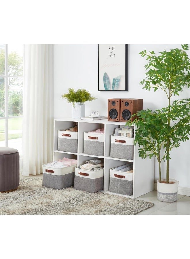 DECOMOMO Storage Baskets for Shelves - Fabric Storage Bins, Linen Closet Organizers and Storage (Grey & White, XL - 3 Pack) - Image 5